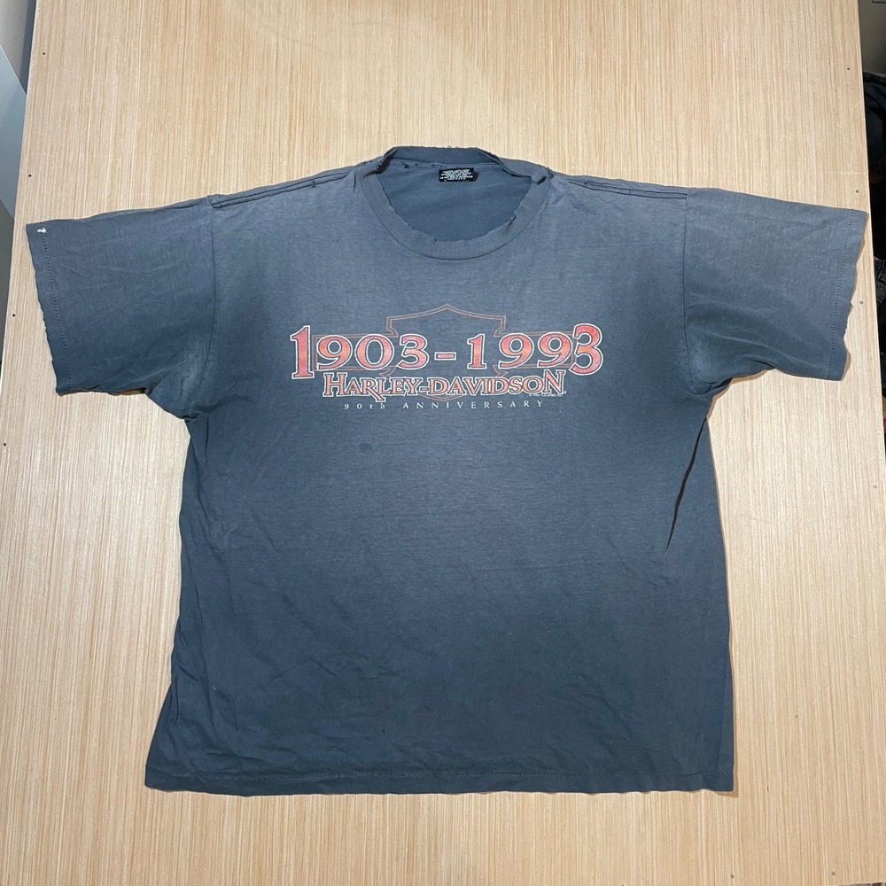 Harley-Davidson T-Shirt Mens XL 90th Anniversary 1993 Distressed Faded Black